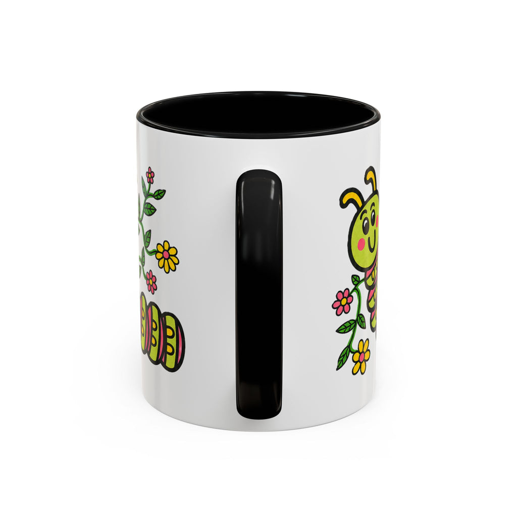 Hand-Drawn Cute Caterpillar Floral Illustration Coffee Mug | Accent Mug