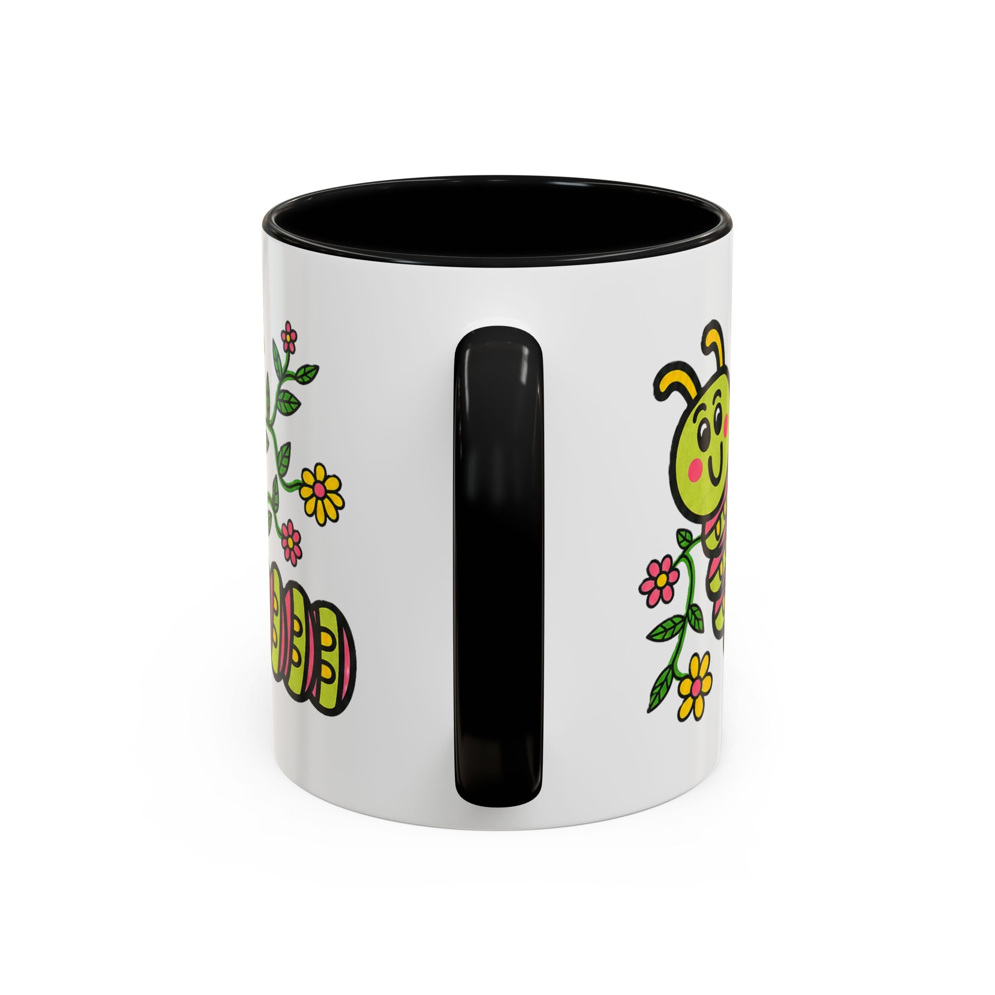 Hand-Drawn Cute Caterpillar Floral Illustration Coffee Mug | Accent Mug
