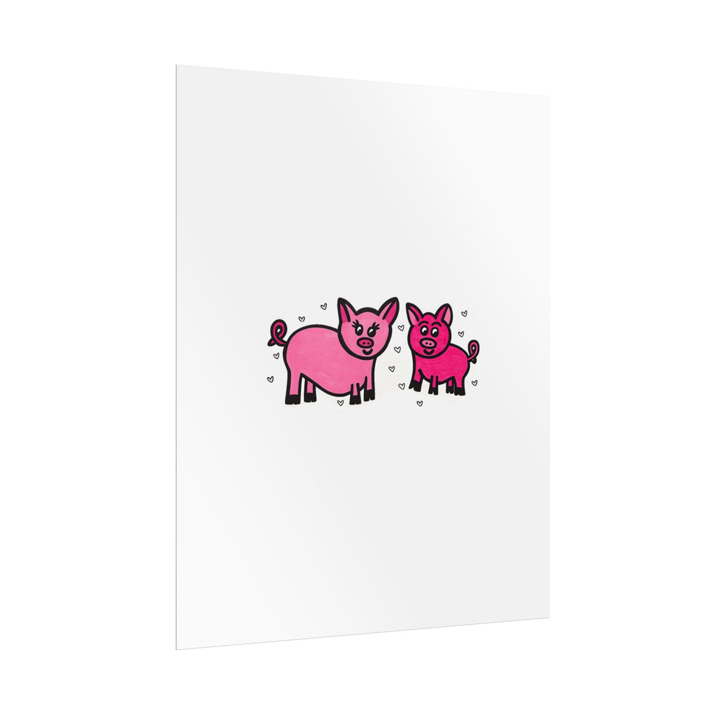 Hand-Drawn Pink Cartoon Pig Family Poster | Rolled Posters