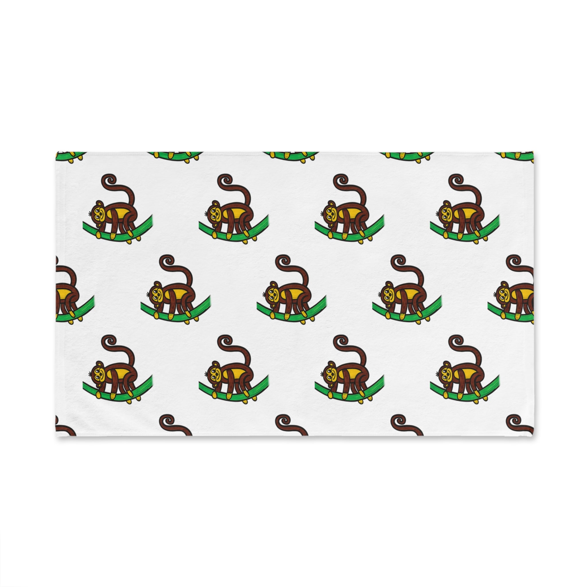 Hand-Drawn Playful Monkey Pattern Hand Towel | Cute Jungle Animal Print