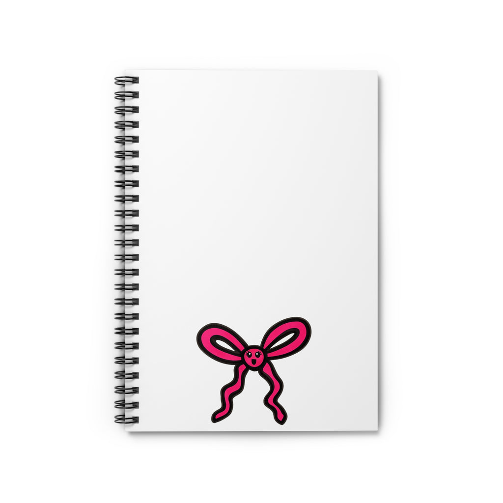 Hand-Drawn Pink Ribbon Bunny Face spiral notebook | Ruled Line
