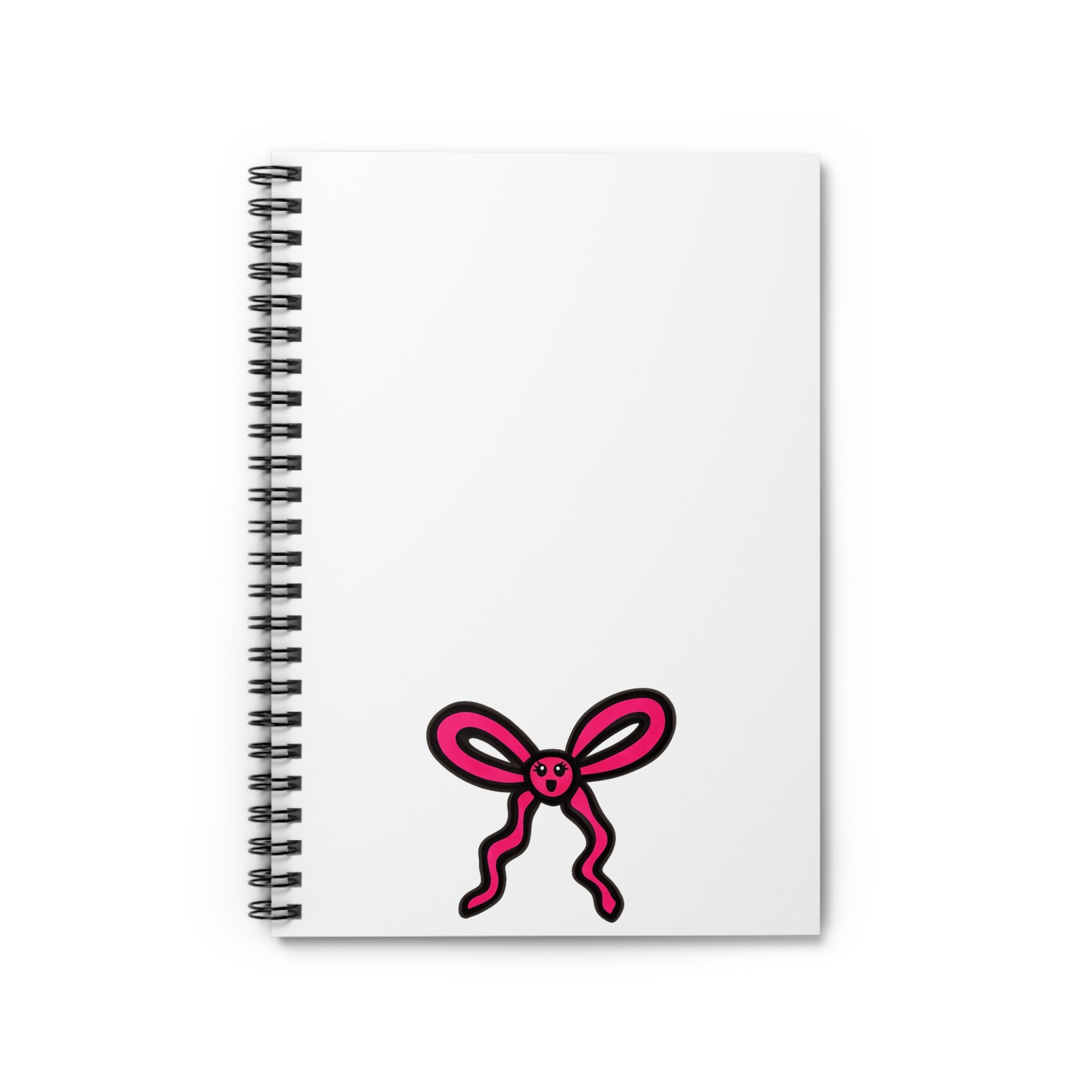 Hand-Drawn Pink Ribbon Bunny Face spiral notebook | Ruled Line