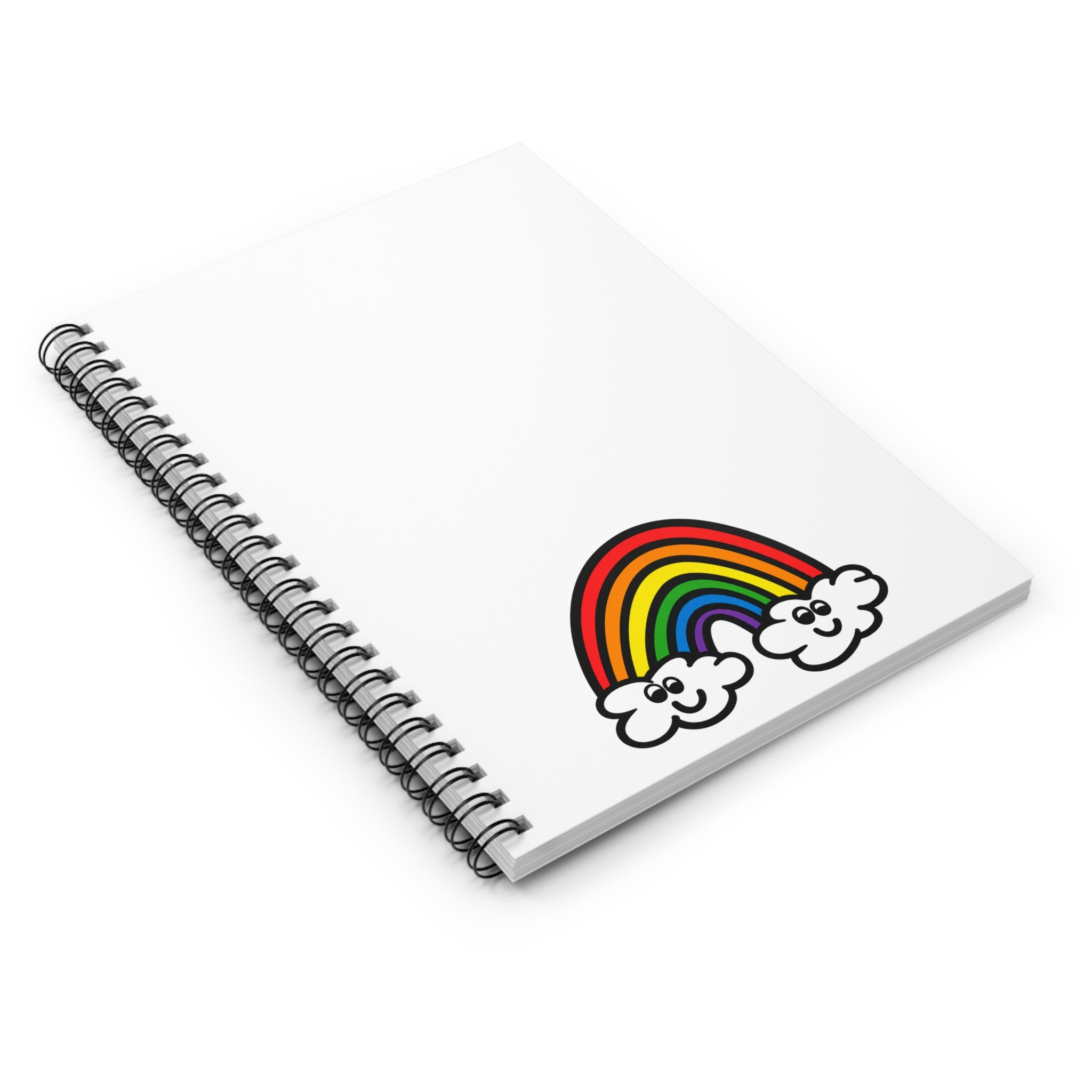 Hand-Drawn Smiling Rainbow with Clouds Spiral Notebook | Ruled Journal