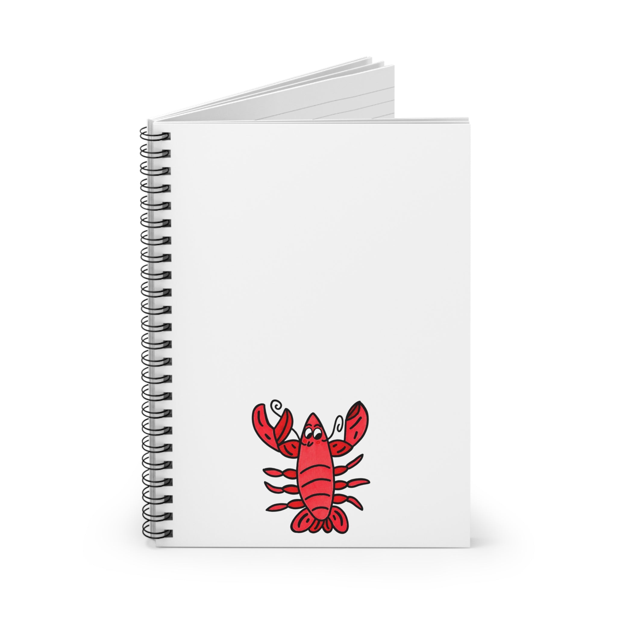 Hand-Drawn Red Lobster Illustration Notebook | Spiral Ruled Journal