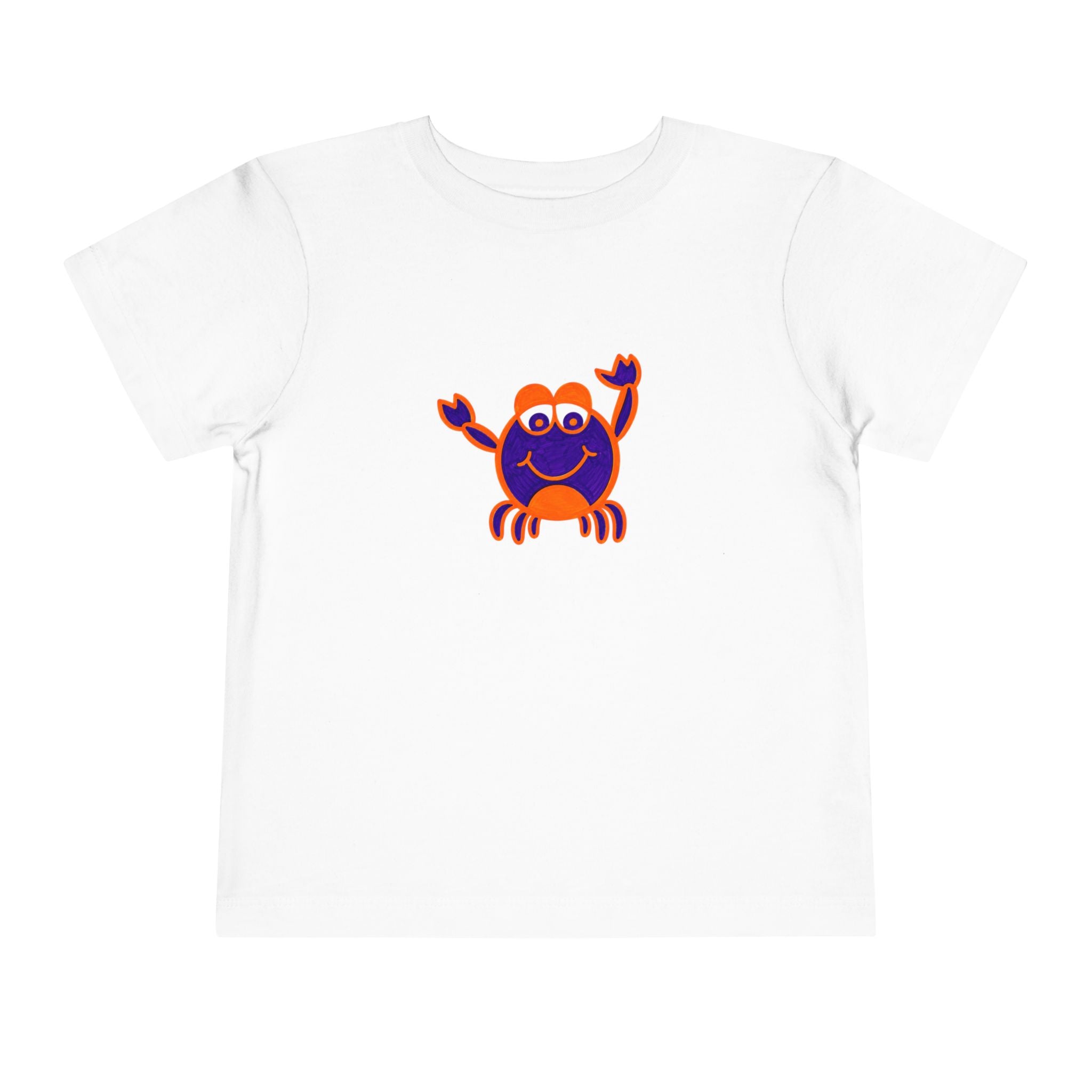Hand-Drawn Happy Cartoon Crab Toddler Tee | Beach Summer Kids Shirt
