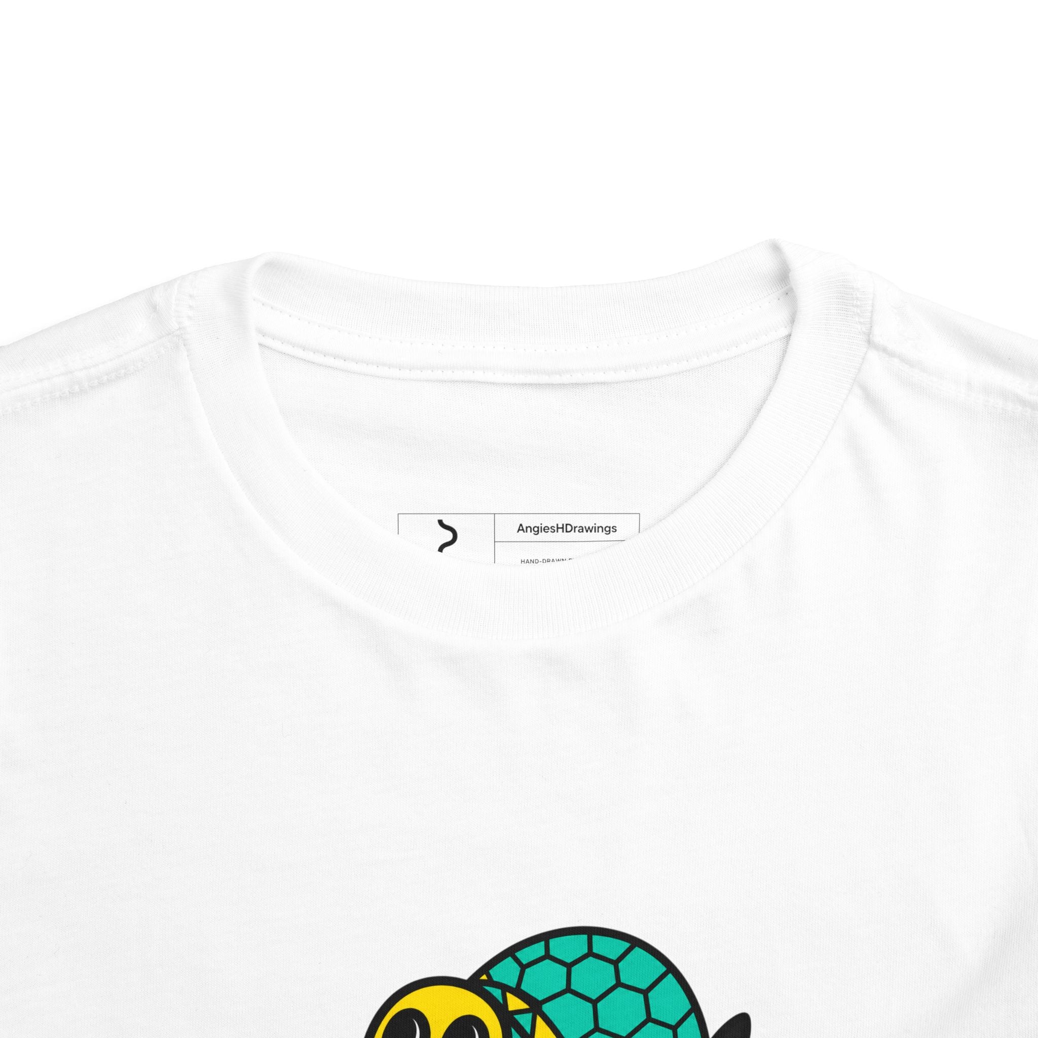 Hand-Drawn Cute Sea Turtle Toddler Tee | Green Turtle Illustration