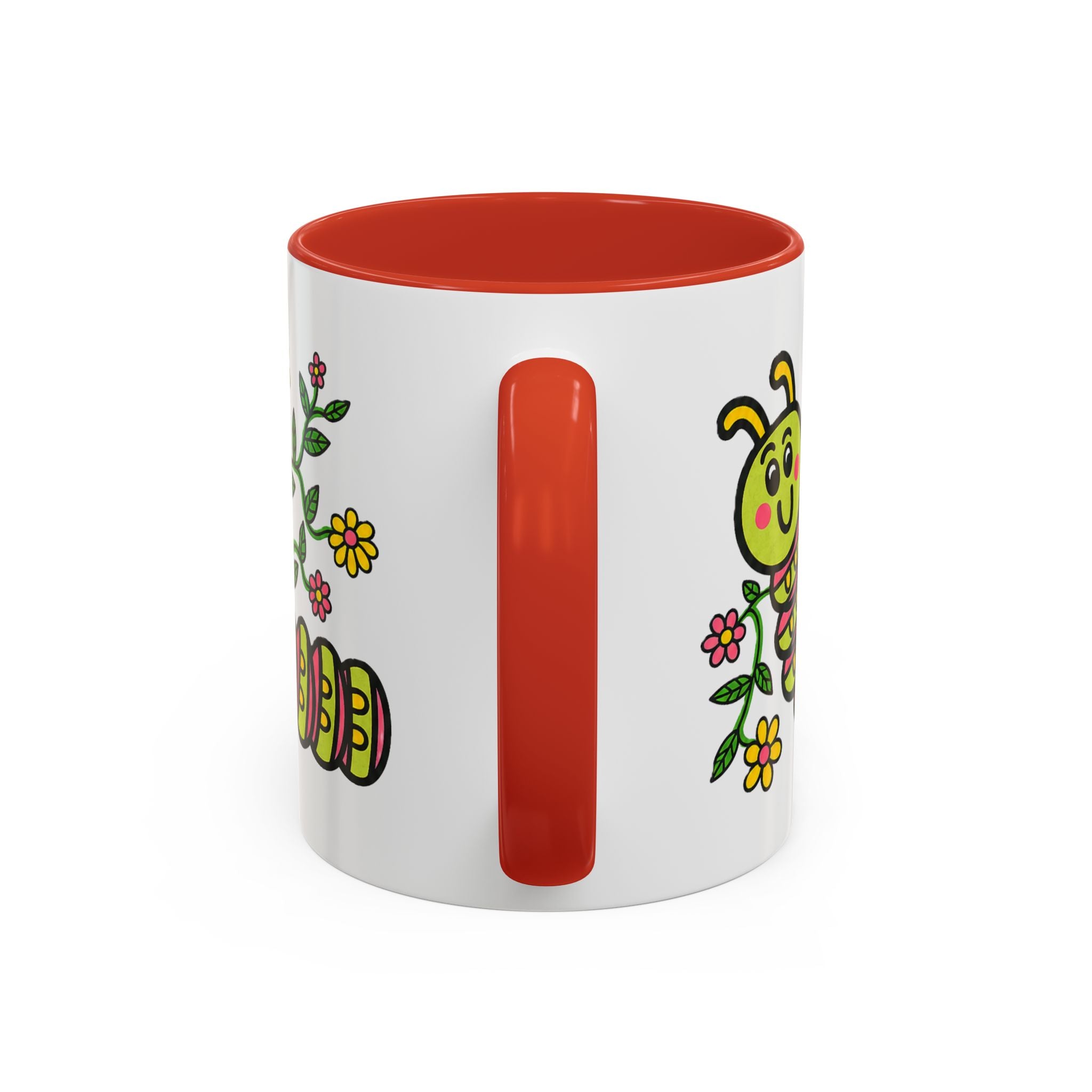 Hand-Drawn Cute Caterpillar Floral Illustration Coffee Mug | Accent Mug