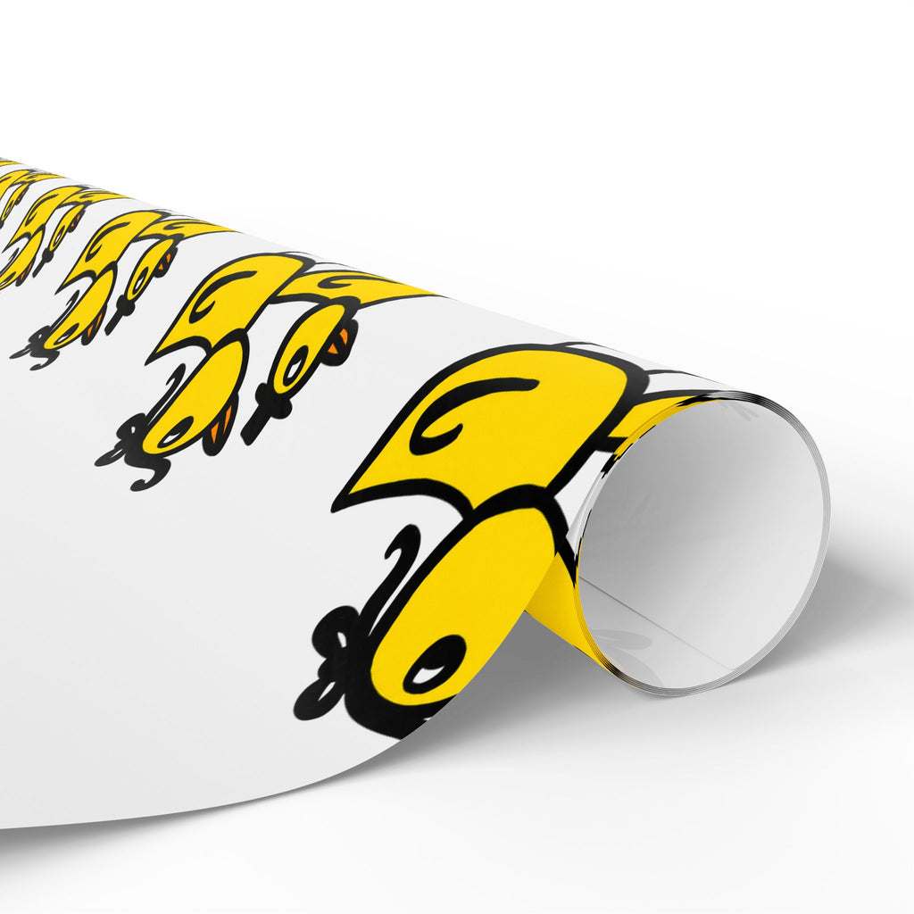 Hand-Drawn Yellow Cartoon Duck Pattern Wrapping Paper | Cute Animal Gift Wrap