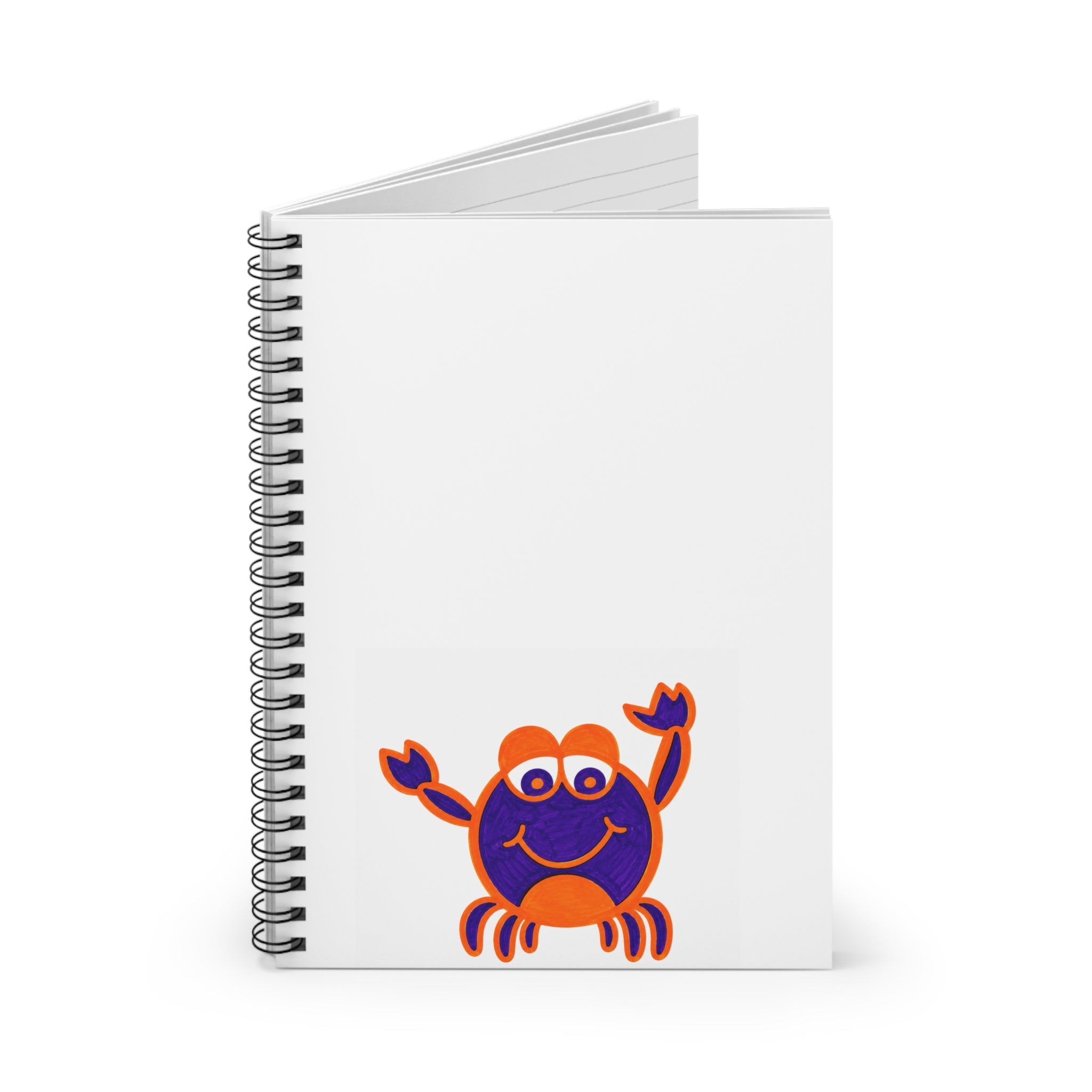Hand-Drawn Smiling Cartoon Crab Spiral Notebook | Ruled Lined Journal