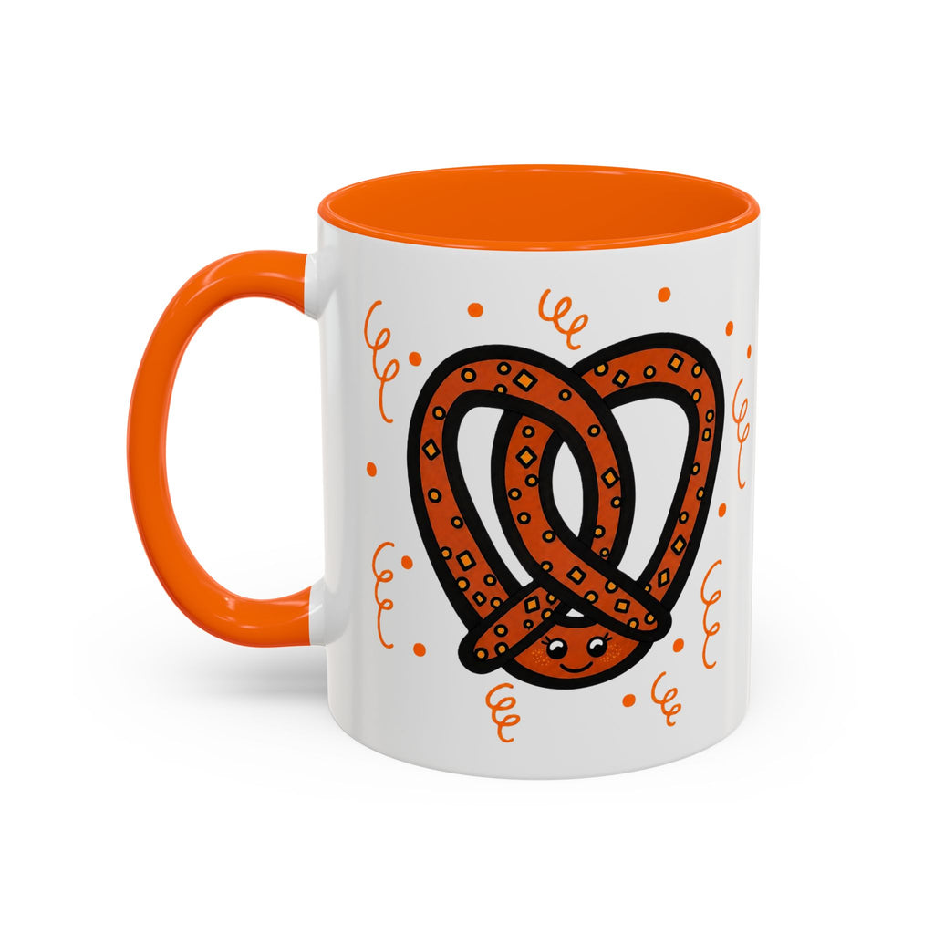 Hand-Drawn Orange Pattern Pretzel mug | Accent Coffee Mug 11oz 15oz