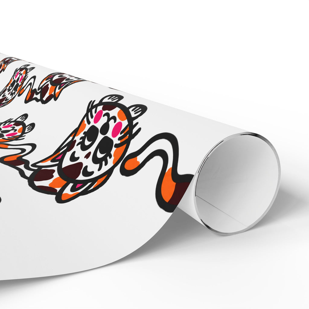 Hand-Drawn Calico Cat Pattern Wrapping Paper | Cute Animal Gift Wrap