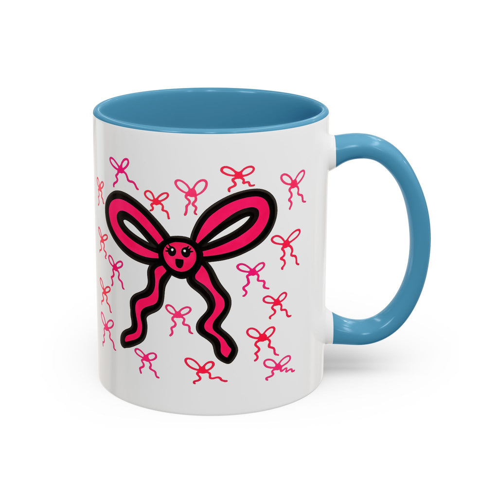 Hand-Drawn Pink Bow Bunny Mug | Accent Coffee Mug