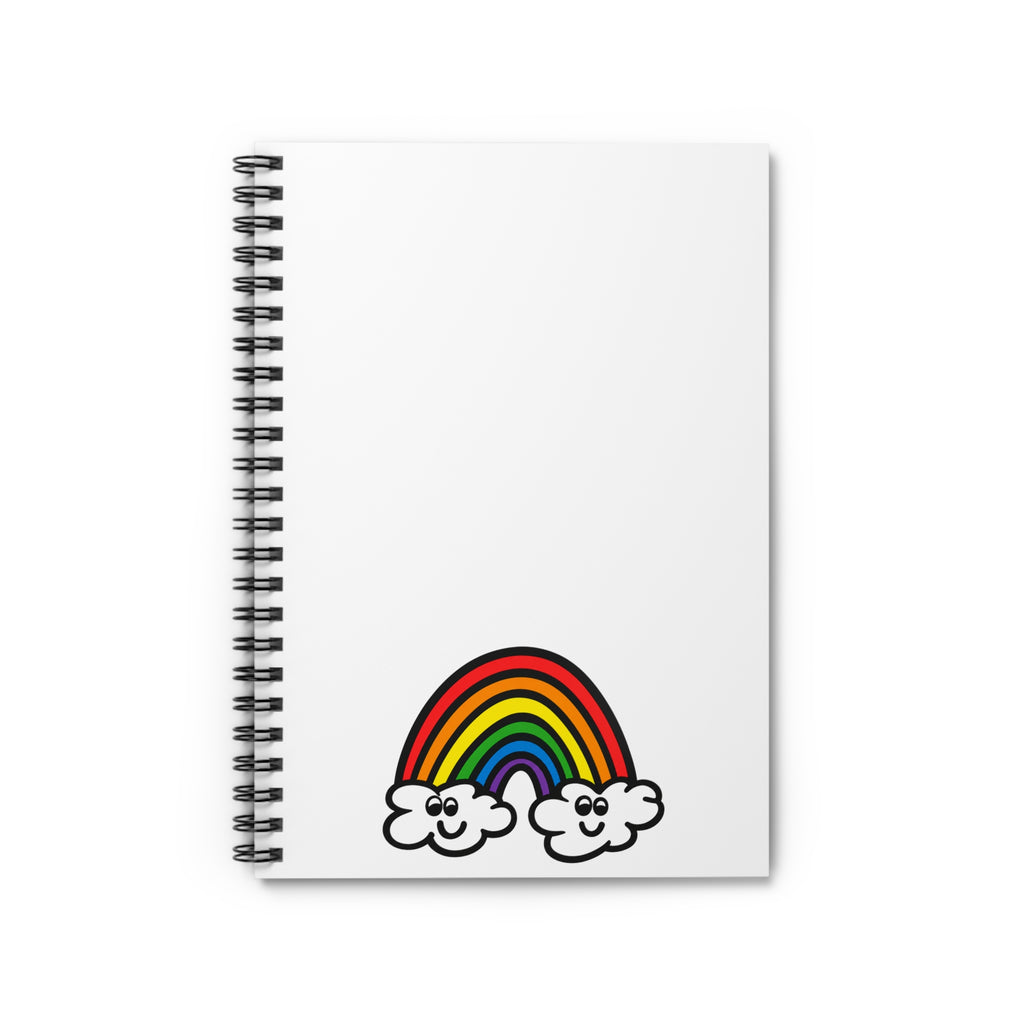 Hand-Drawn Smiling Rainbow with Clouds Spiral Notebook | Ruled Journal