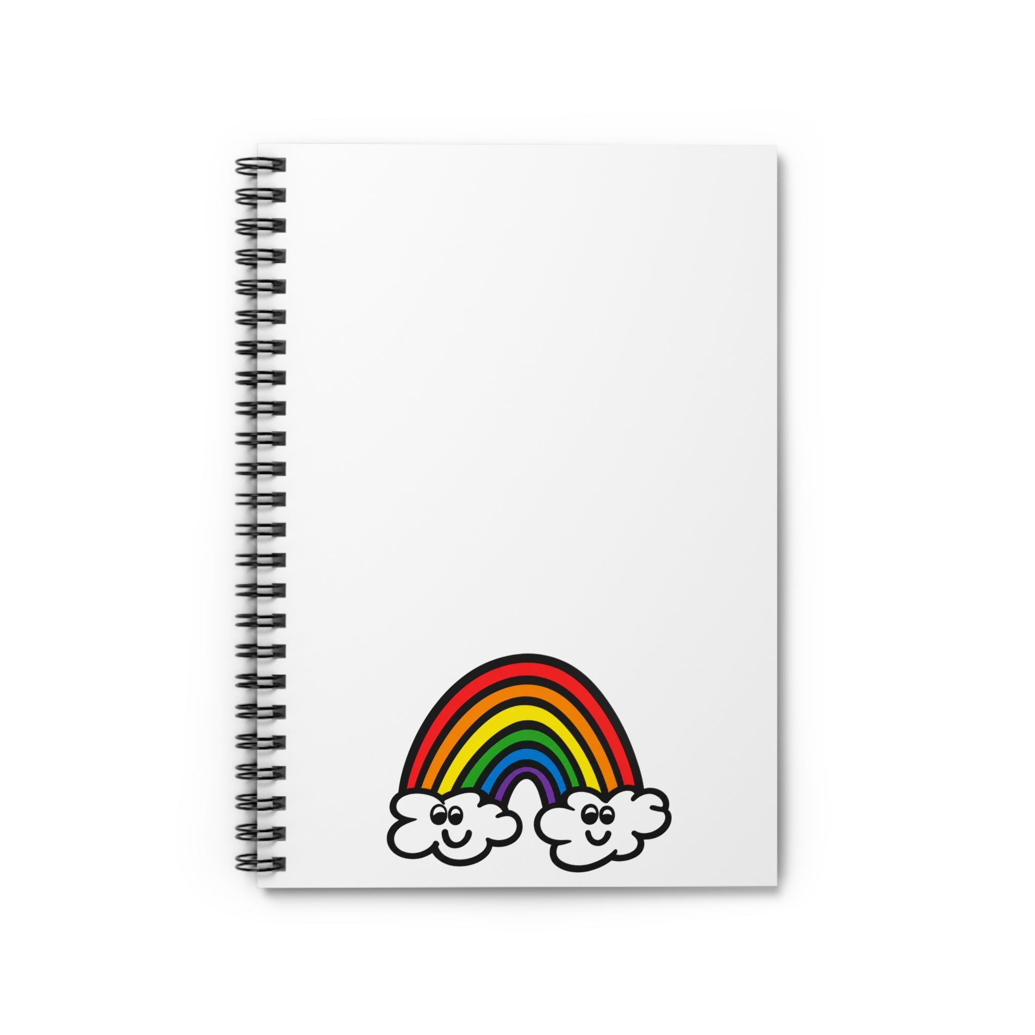 Hand-Drawn Smiling Rainbow with Clouds Spiral Notebook | Ruled Journal