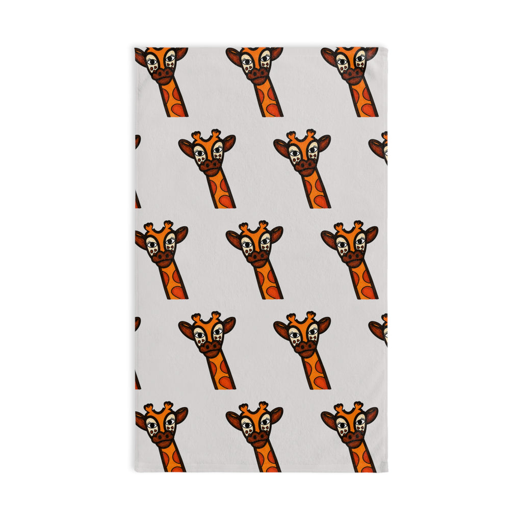 Hand-Drawn Cute Giraffe Hand Towel, Whimsical Safari Bathroom Decor, Animal Kitchen Towel, Cozy Jungle Tea Towel Gift