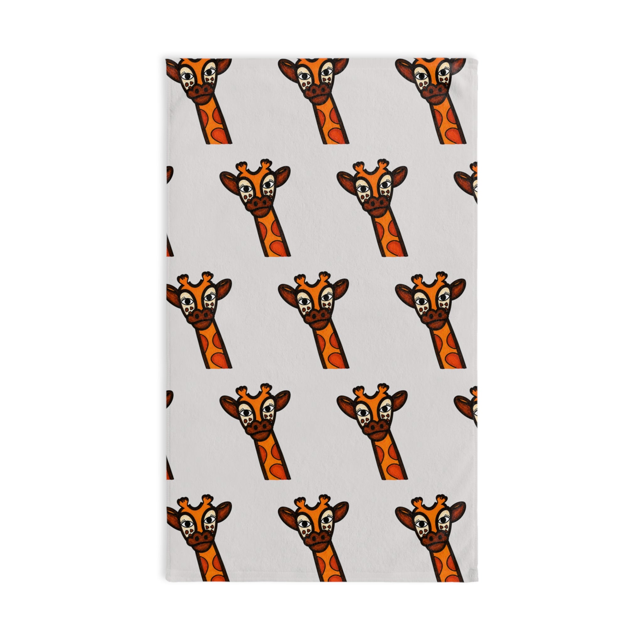 Hand-Drawn Cute Giraffe Hand Towel, Whimsical Safari Bathroom Decor, Animal Kitchen Towel, Cozy Jungle Tea Towel Gift