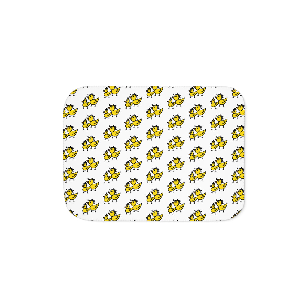 Hand-Drawn Two Ducks Sherpa Blanket | Cozy Duck Illustration