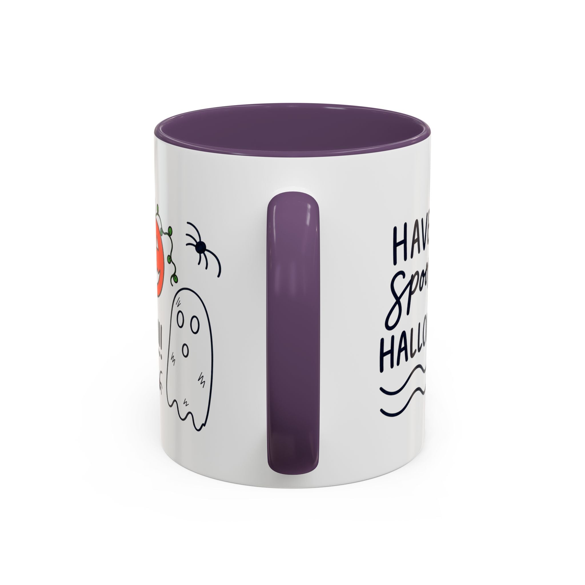 Hand-Drawn Spooky Halloween spiders ghost pumpkin Mug | Accent Coffee Mug 11oz 15oz