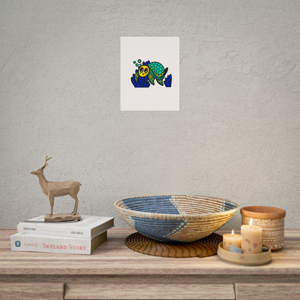 Hand-Drawn Cute Sea Turtle Poster | Colorful Ocean Illustration, Nursery Wall Art