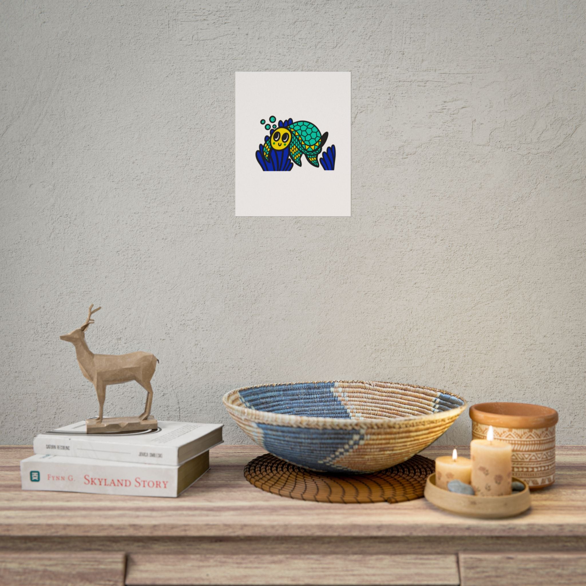 Hand-Drawn Cute Sea Turtle Poster | Colorful Ocean Illustration, Nursery Wall Art
