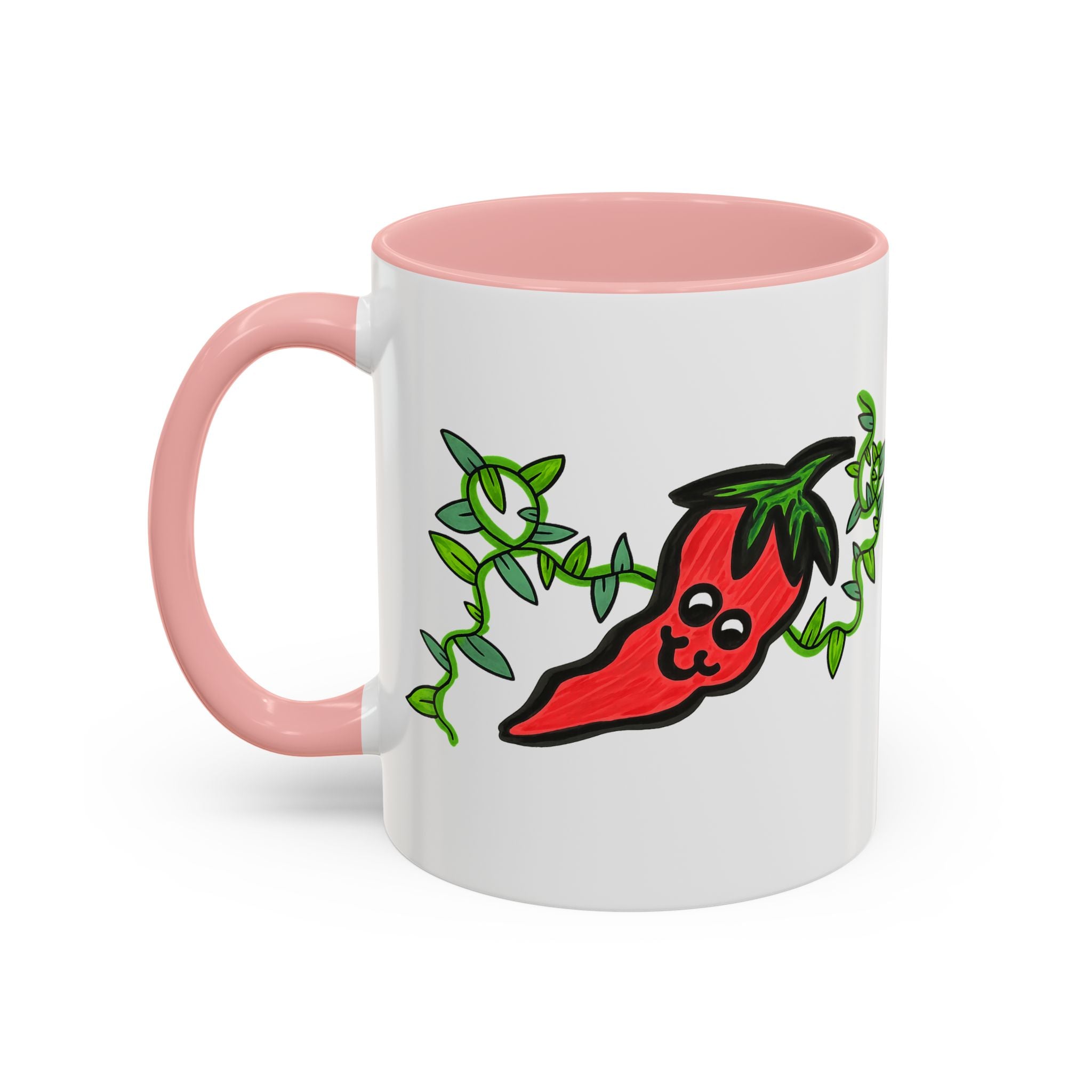 Hand-Drawn Cute Chili Pepper Vine Coffee Mug | Hot Veggie Accent Mug