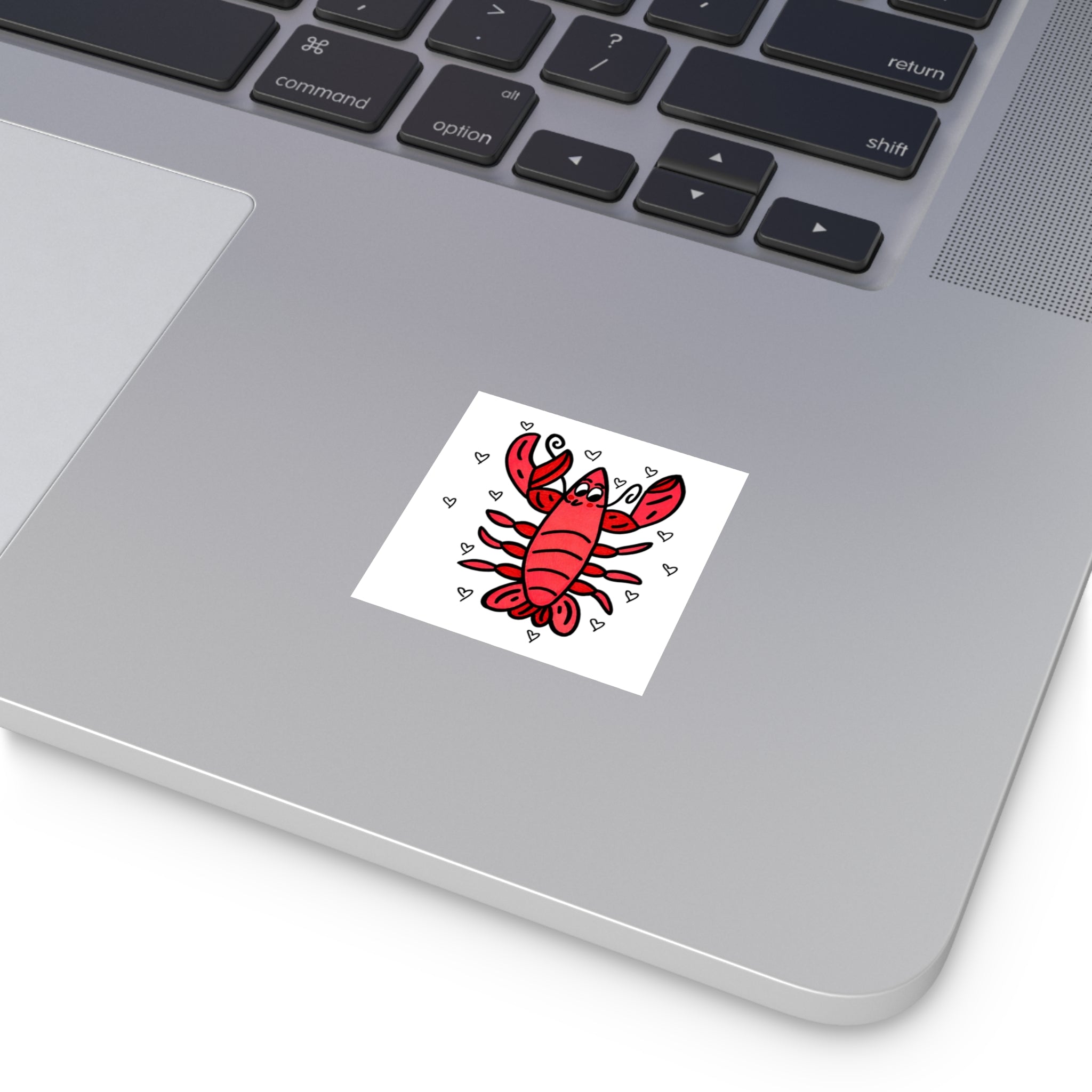 Hand-Drawn Cute Red Lobster Illustration Square Sticker | Indoor Outdoor