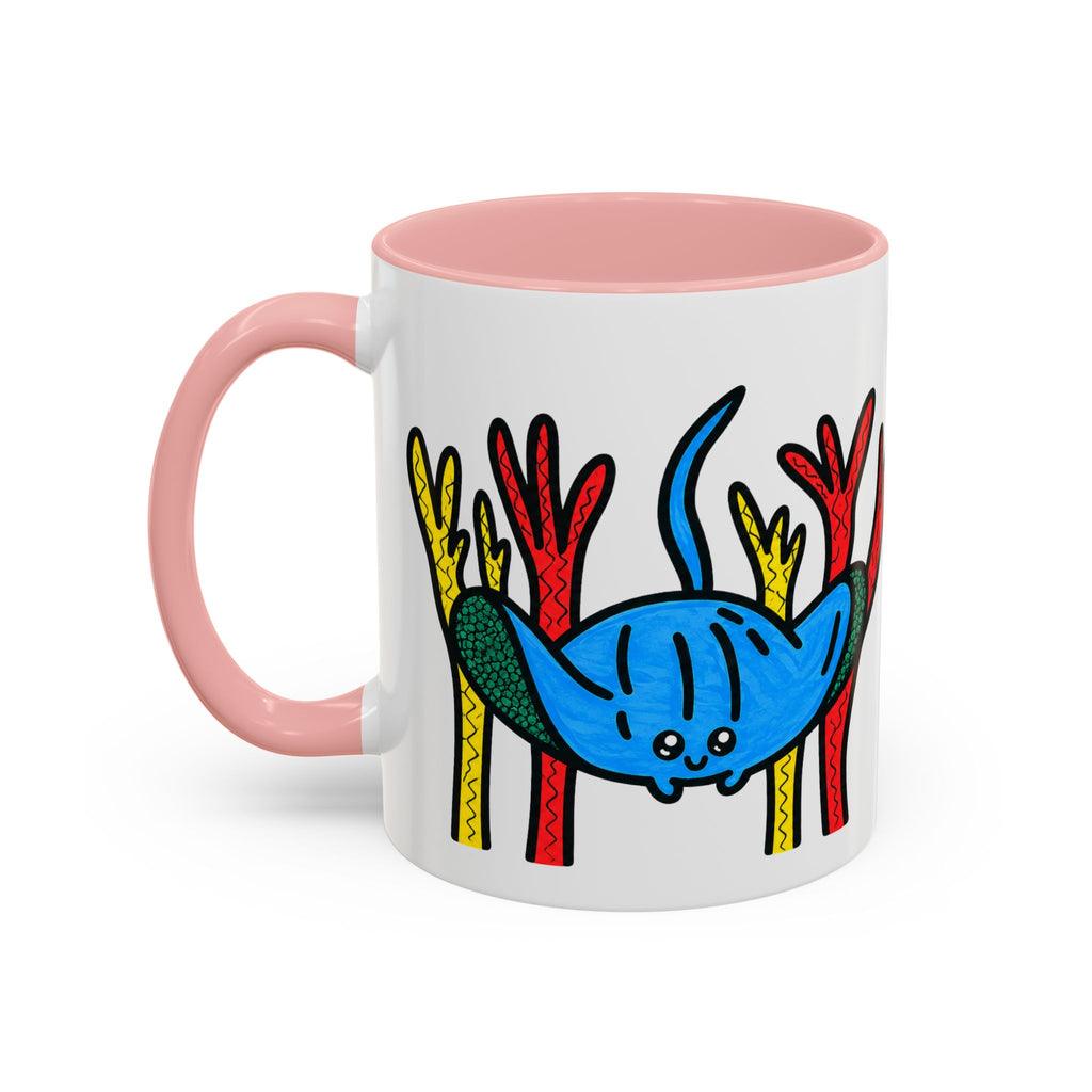Hand-Drawn Blue Stingray Illustration Mug | Accent Coffee Mug (11, 15oz)