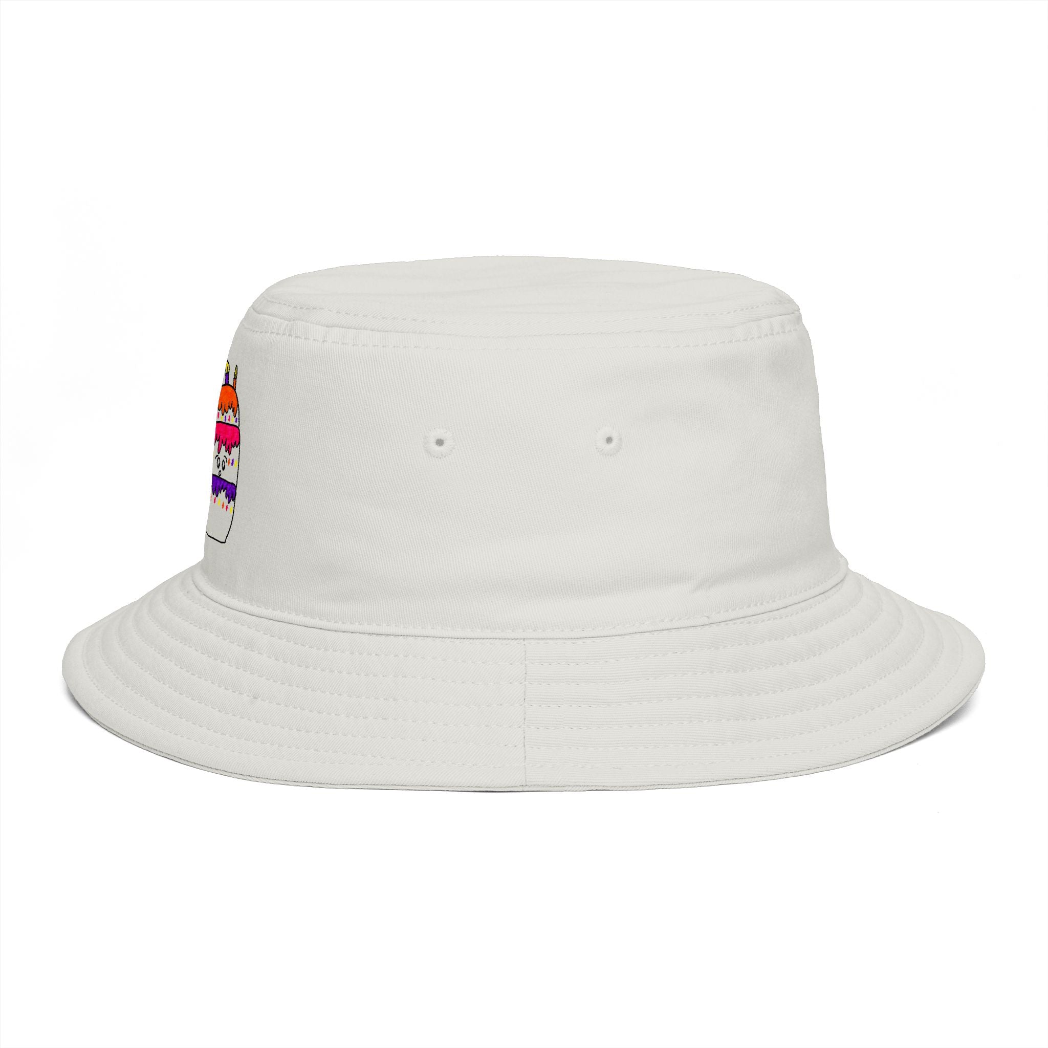 Hand-Drawn Cute Ice Cream Cone and Cake Birthday Bucket Hat | Dessert Illustration