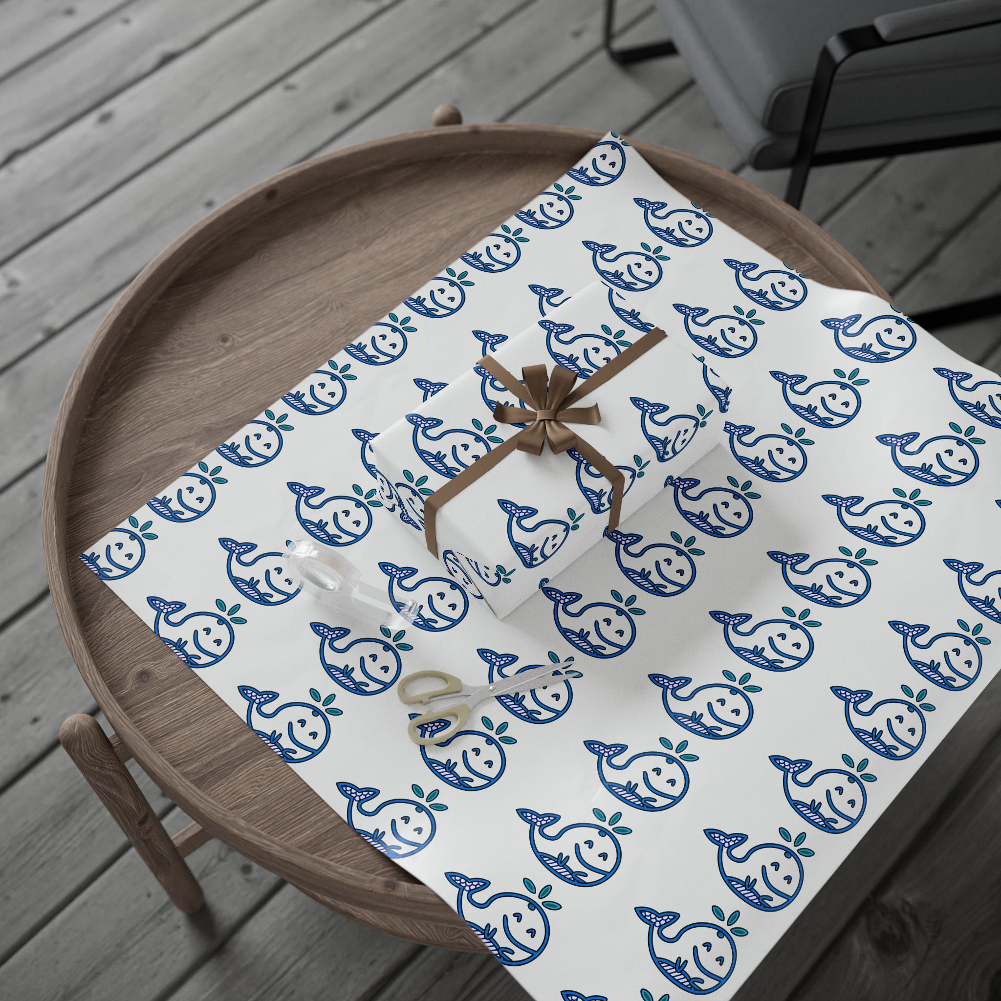 Hand-Drawn Whale Pattern Wrapping Paper | Nautical Ocean Gift Wrap