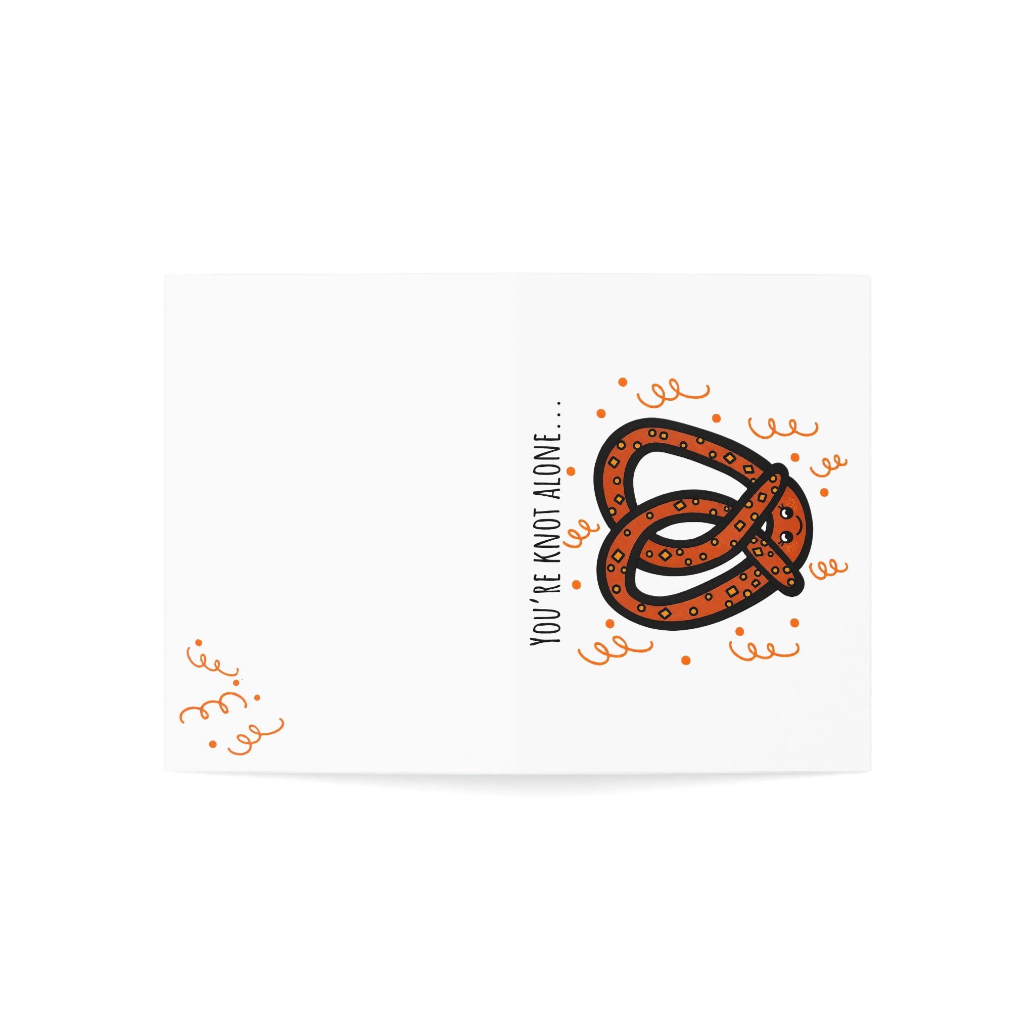 Hand-Drawn Youre Knot Alone Pretzel Illustration Greeting Card | Blank Inside
