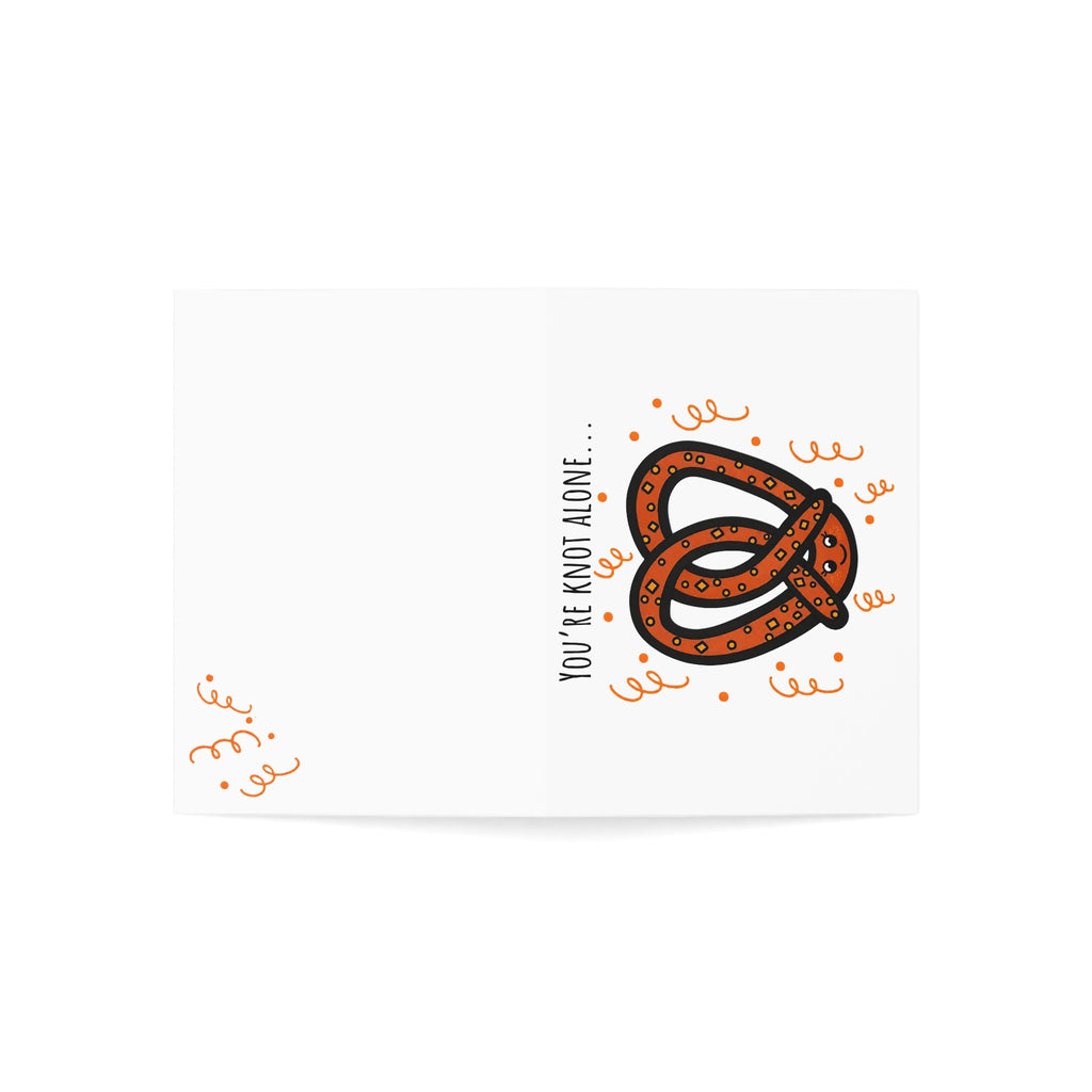 Hand-Drawn Youre Knot Alone Pretzel Illustration Greeting Card | Blank Inside