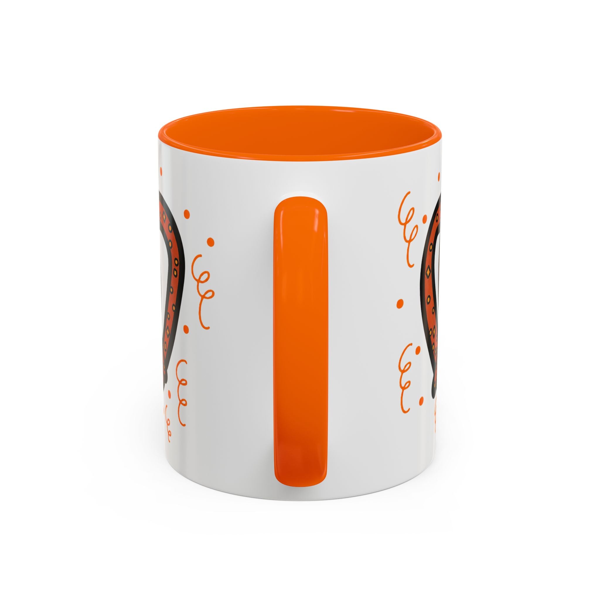 Hand-Drawn Orange Pattern Pretzel mug | Accent Coffee Mug 11oz 15oz