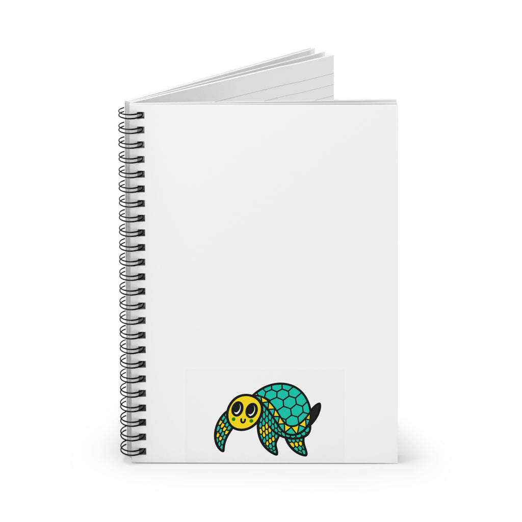 Hand-Drawn Smiling Sea Turtle Spiral Notebook | Ruled Lined Journal