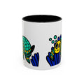 Hand-Drawn Undersea Turtle Coral Accent Mug | 11oz or 15oz