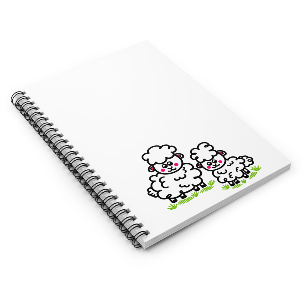 Hand-Drawn Cute Sheep Duo Spiral Notebook | Ruled Lined Journal