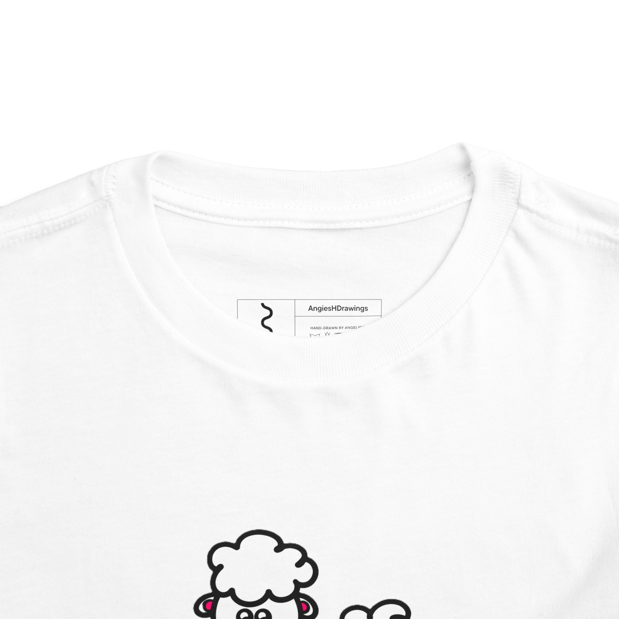 Hand-Drawn Mama and Baby Sheep Toddler Tee | Cute Lambs, Pastel Farm Animals