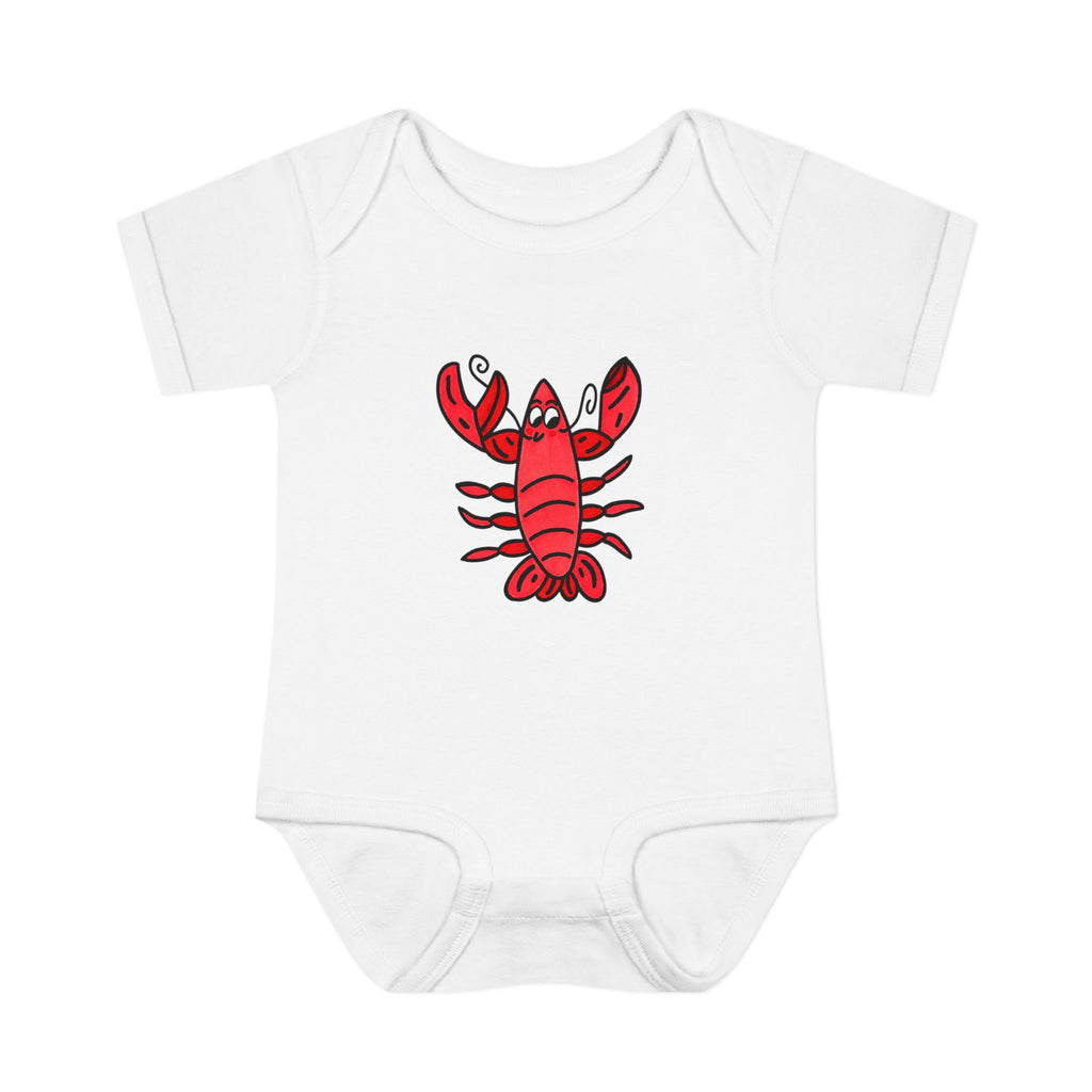 Hand-Drawn Cute Red Lobster Infant Bodysuit | Baby Lobster Ocean Sea Life