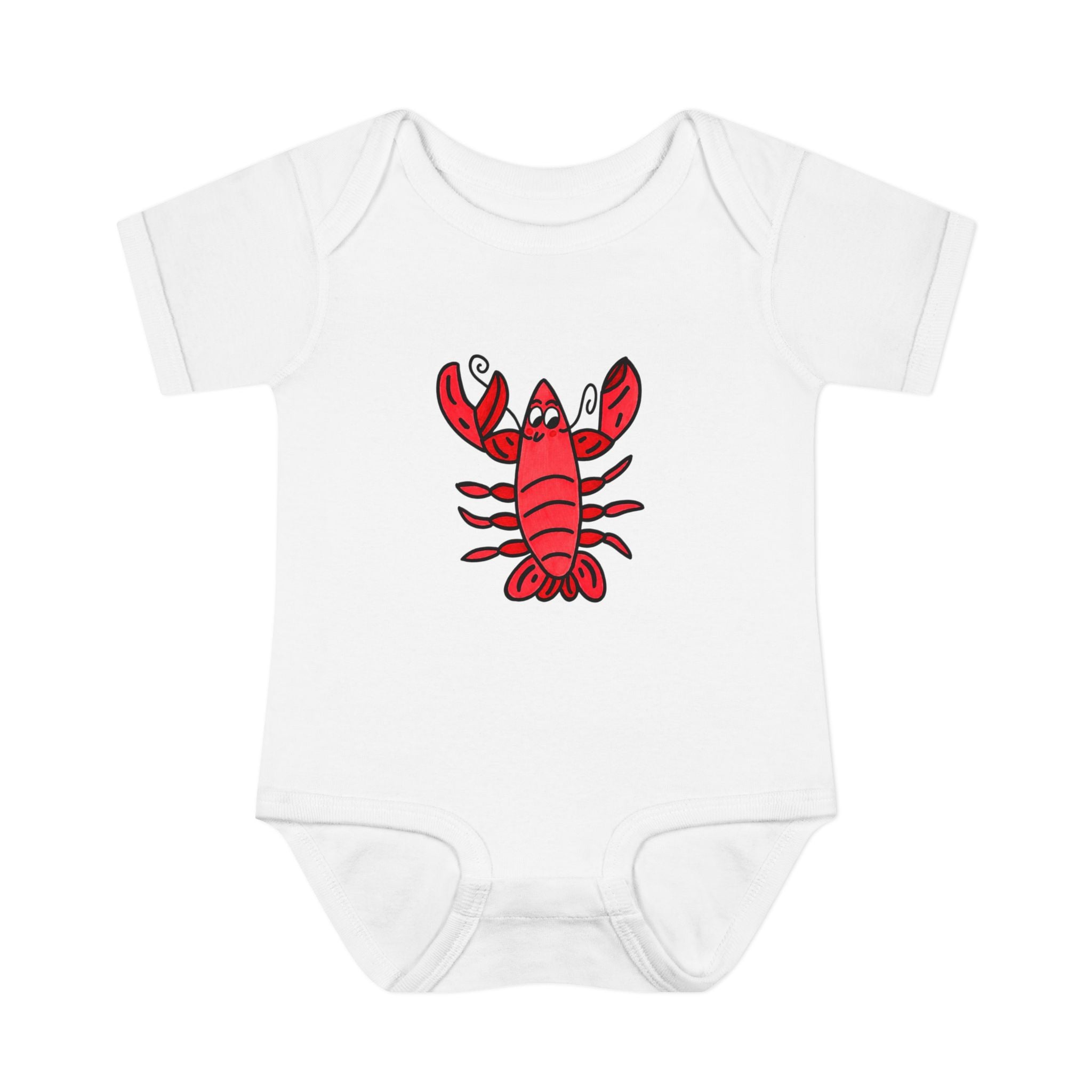 Hand-Drawn Cute Red Lobster Infant Bodysuit | Baby Lobster Ocean Sea Life