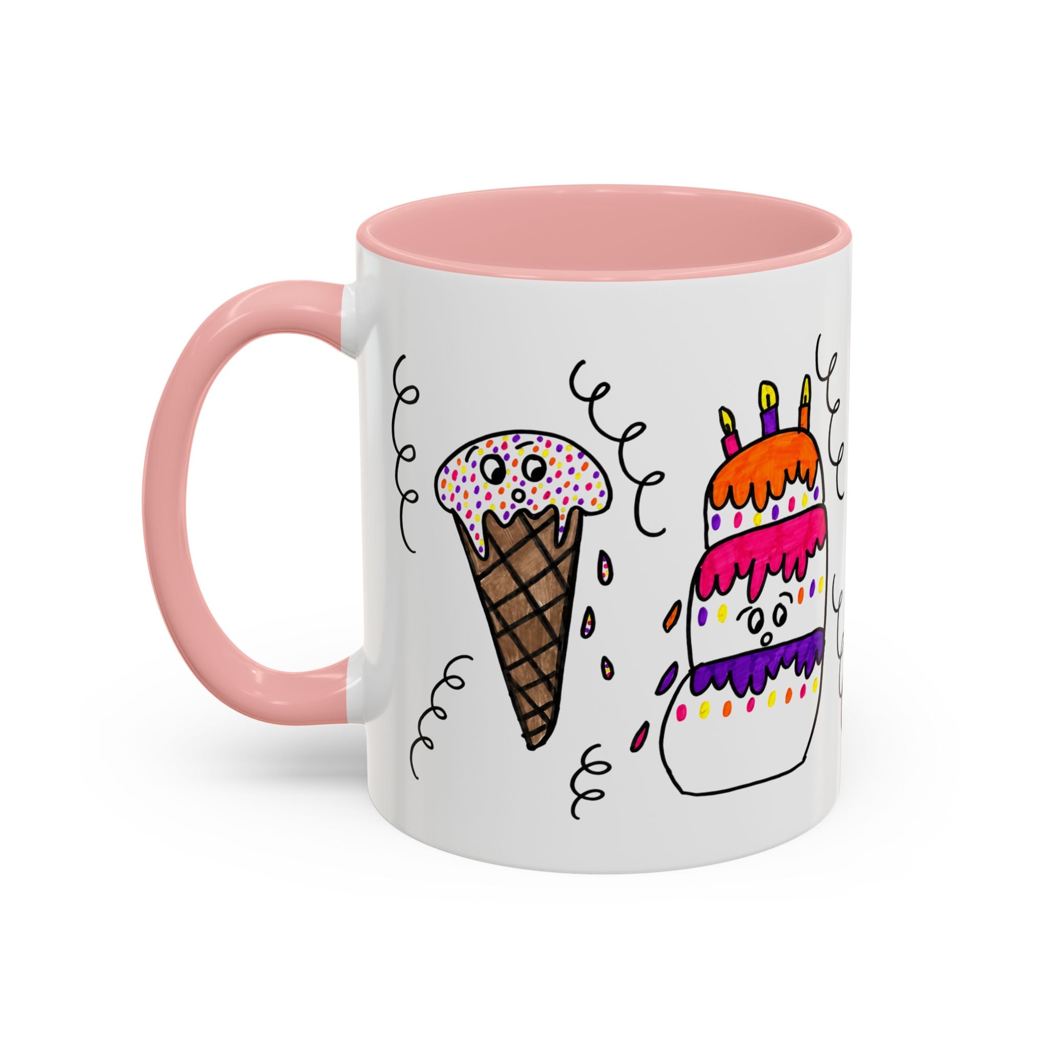 Hand-Drawn Cute Doodle Ice Cream & Cake Mug | Accent Coffee Mug
