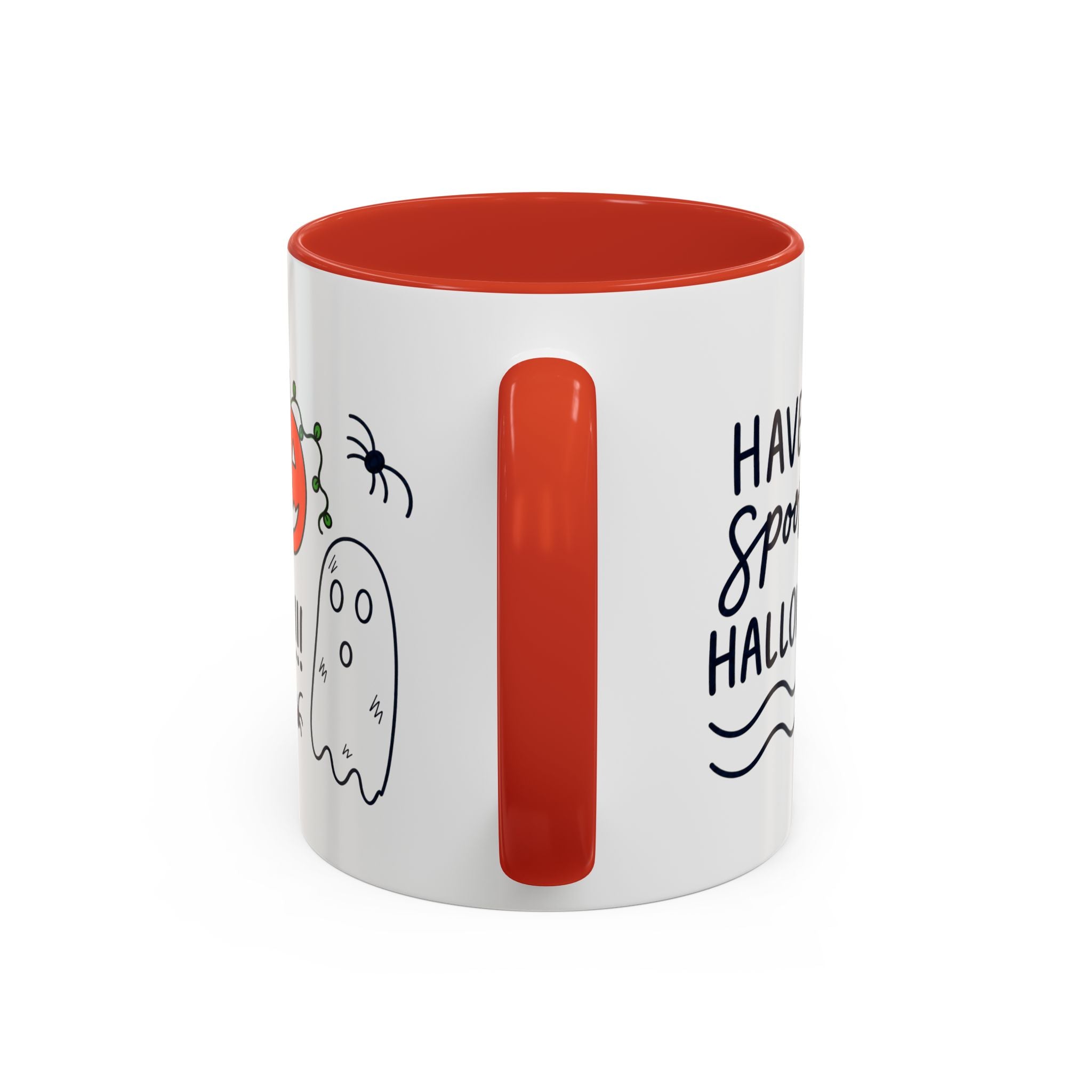 Hand-Drawn Spooky Halloween spiders ghost pumpkin Mug | Accent Coffee Mug 11oz 15oz