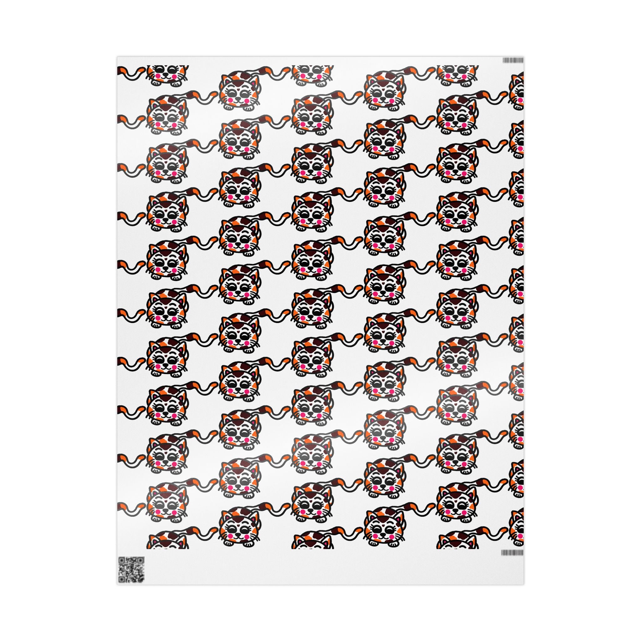 Hand-Drawn Calico Cat Pattern Wrapping Paper | Cute Animal Gift Wrap
