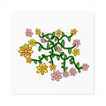 Hand-Drawn Daisy Vine Flowers Square Sticker | Indoor Outdoor Floral Sticker
