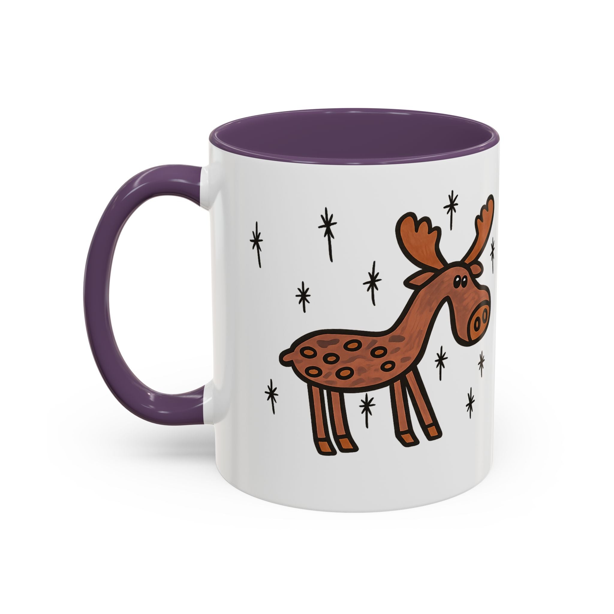 Hand-Drawn Retro Woodland Moose Mug | Accent Coffee Mug 11oz 15oz