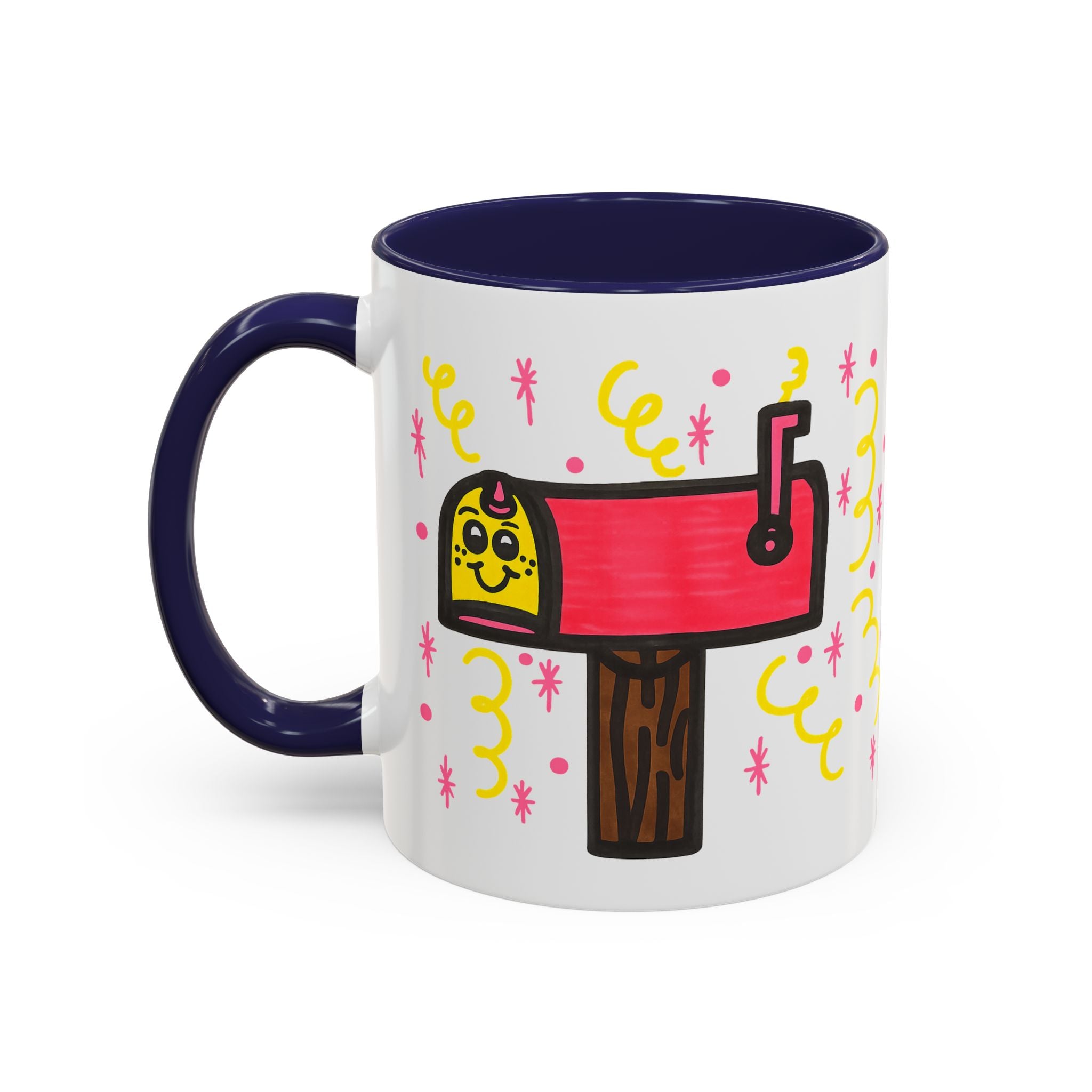 Hand-Drawn Cute Smiling Mailbox Mug | Accent Coffee Mug