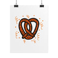 Hand-Drawn Orange Cartoon Pretzel Rolled Posters | Snack Art Print, Cute Food Poster