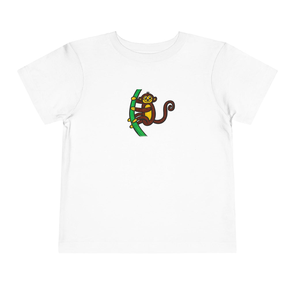 Hand-Drawn Smiling Monkey on Tree Toddler Tee | Cute Jungle Animal Shirt