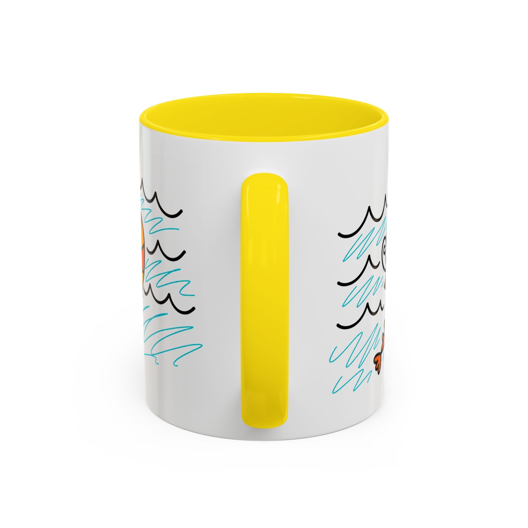 Hand-Drawn Two Shrimp Ocean Waves Mug | Coastal Seafood Ceramic Coffee Mug