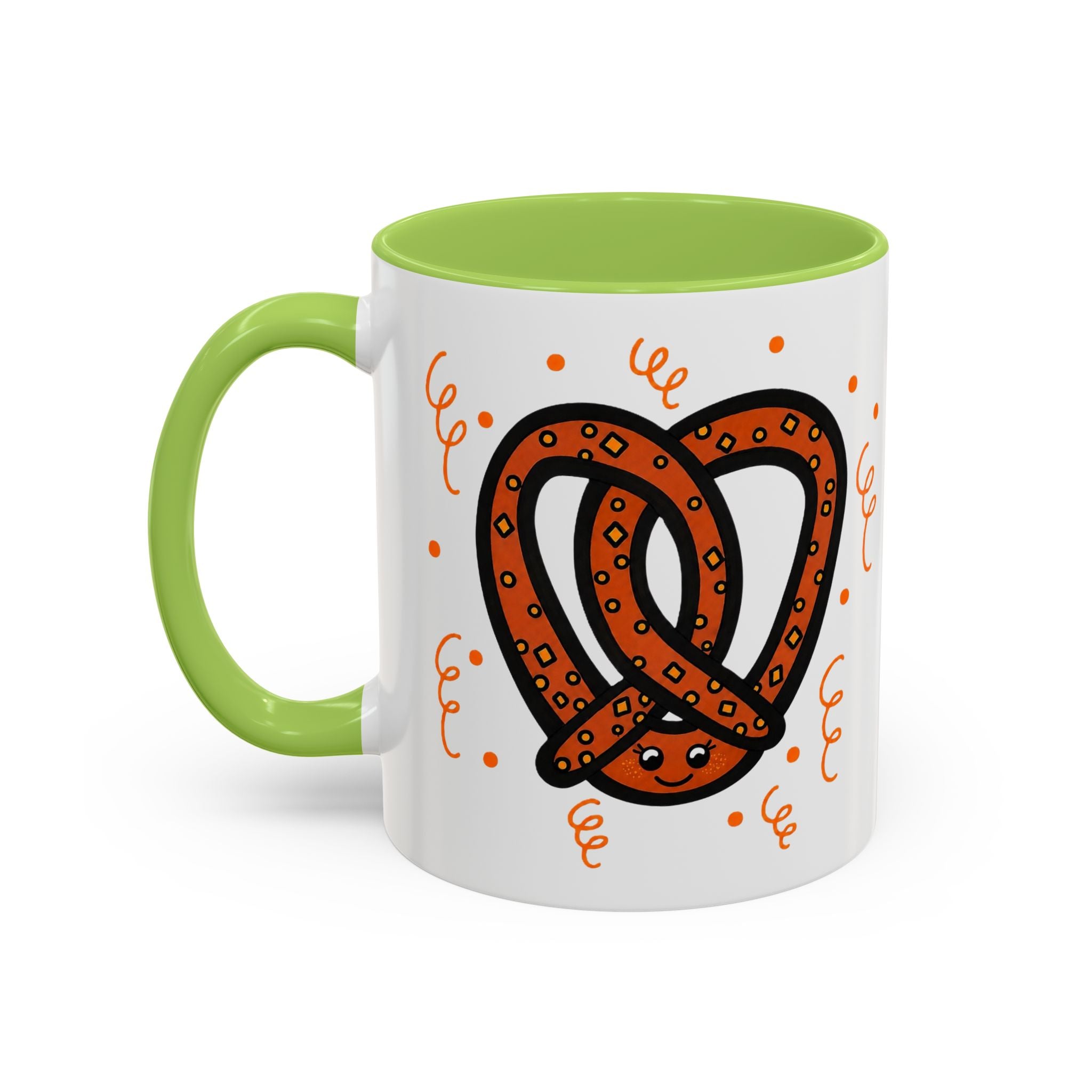Hand-Drawn Orange Pattern Pretzel mug | Accent Coffee Mug 11oz 15oz