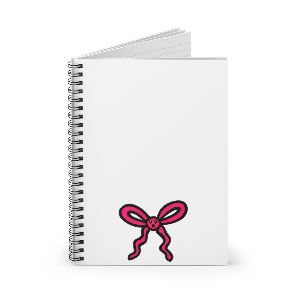 Hand-Drawn Pink Ribbon Bunny Face spiral notebook | Ruled Line