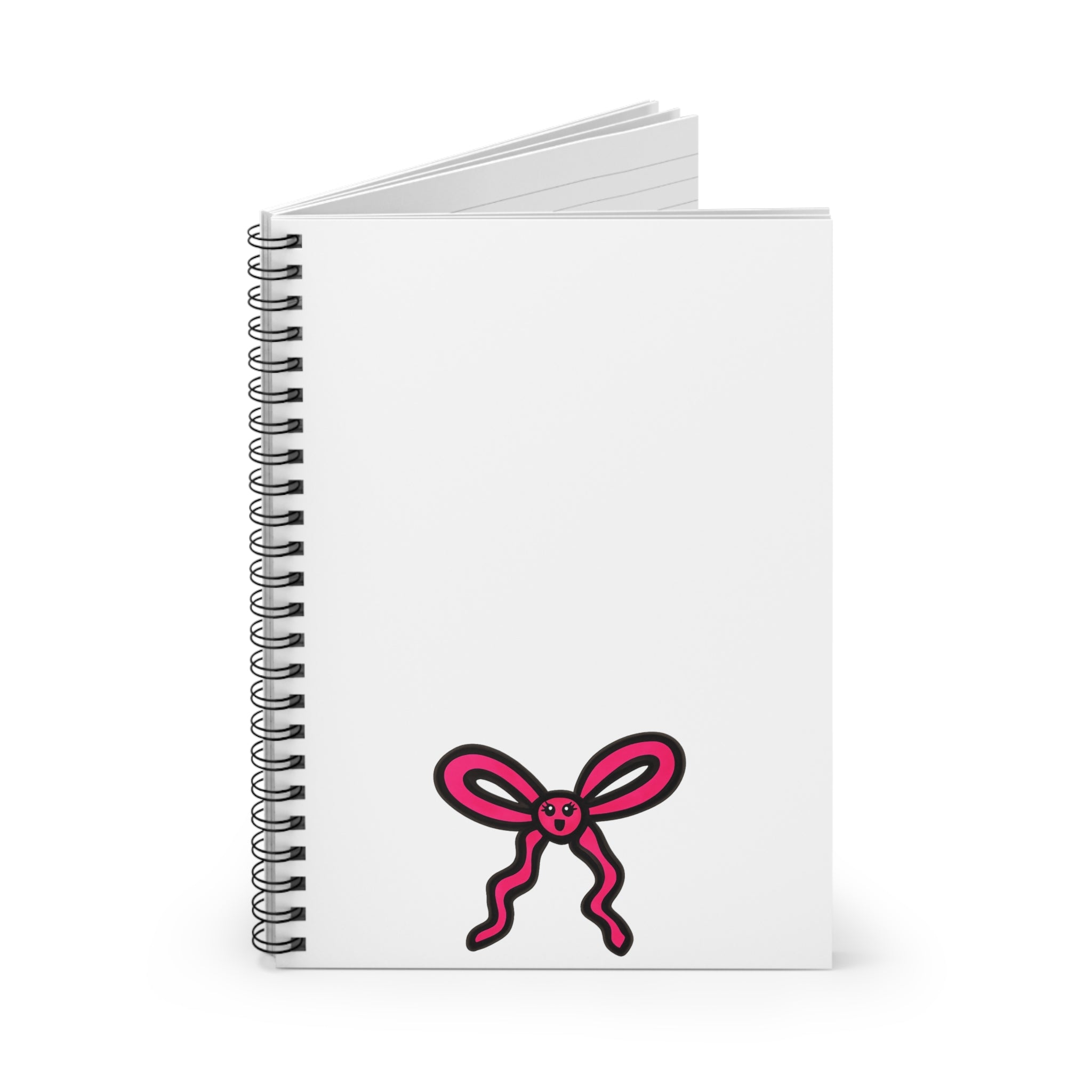 Hand-Drawn Pink Ribbon Bunny Face spiral notebook | Ruled Line